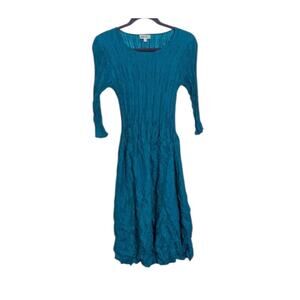 Alquema Teal Smash Pleated Midi Dress Size 0 Pockets